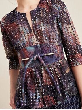 Exquisite Byron Lars Monet Blouse Top Jacket US 8 Peplum Laser Cut